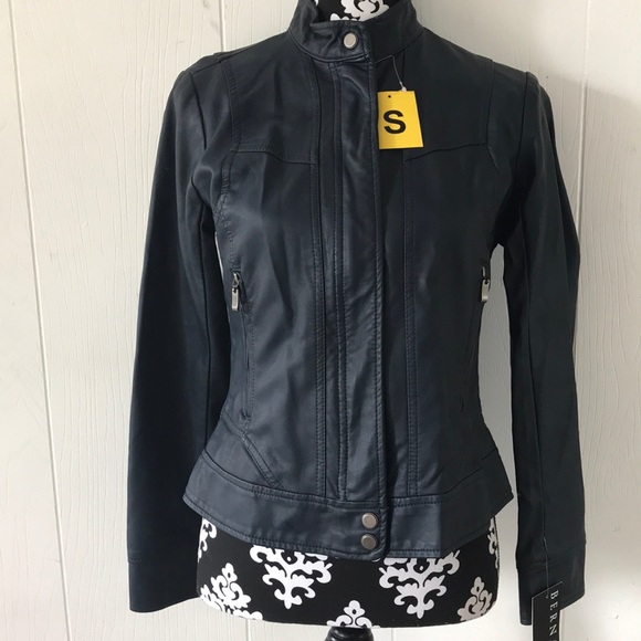 Bernardo Jackets & Blazers - dark blue new vegan leather jacket